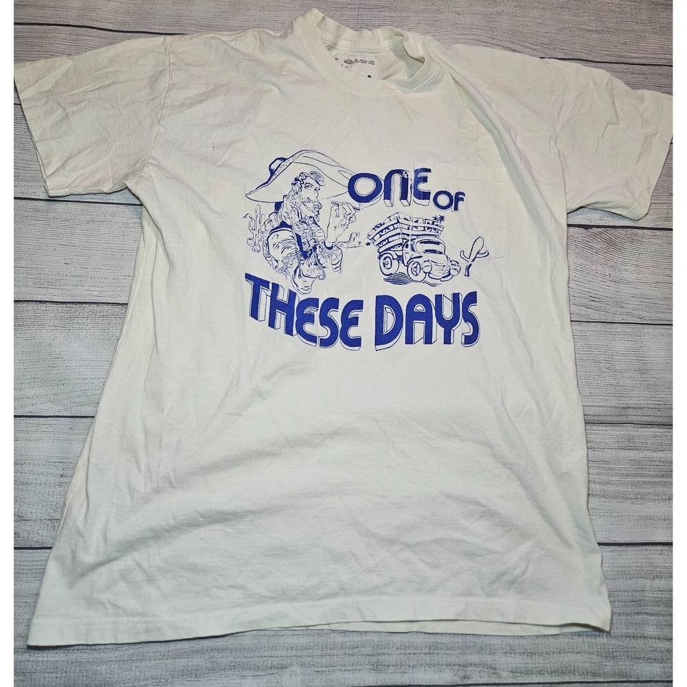 One Of These‎ Days Graphic T Shirt Mens Medium White Cotton USA Made Streetwear